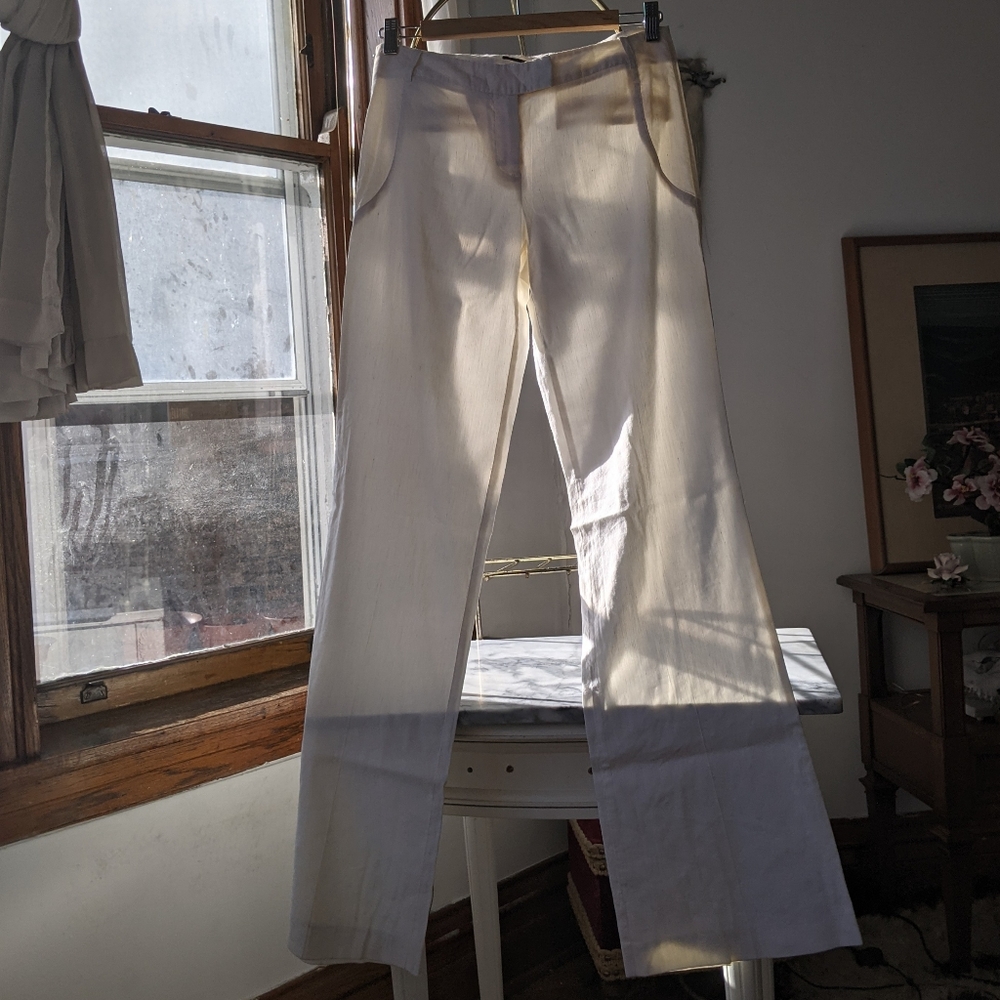 Theory White Linen Pants Trousers